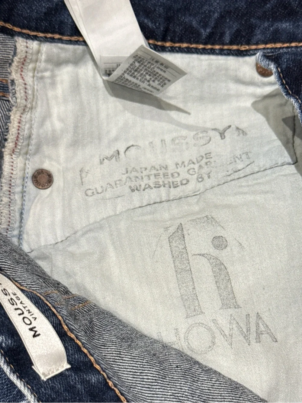 MOUSSY VINTAGE *NWOT* Japanese Dark Selvedge Raw Hem Denim Mini Skirt |‎ Sz 6/28